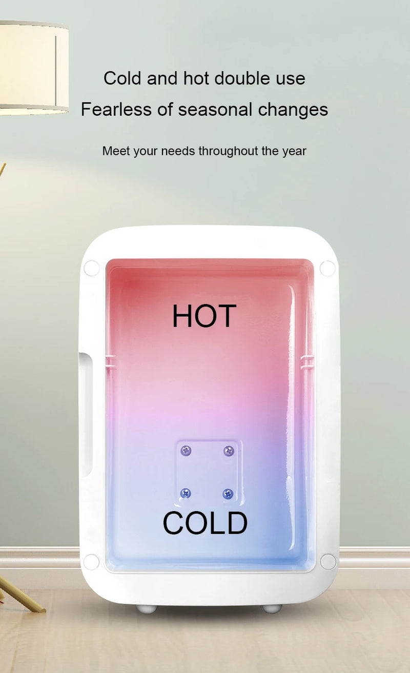 12V/110V-220V Mini Cosmetic Fridge Portable Refrigerator Beauty Face Cosmetics Refrigerators with LED Mirror for Car Home 4L