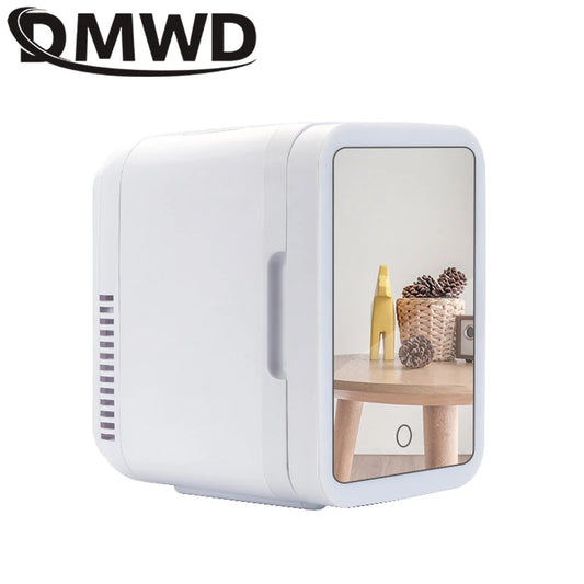 12V/110V-220V Mini Cosmetic Fridge Portable Refrigerator Beauty Face Cosmetics Refrigerators with LED Mirror for Car Home 4L