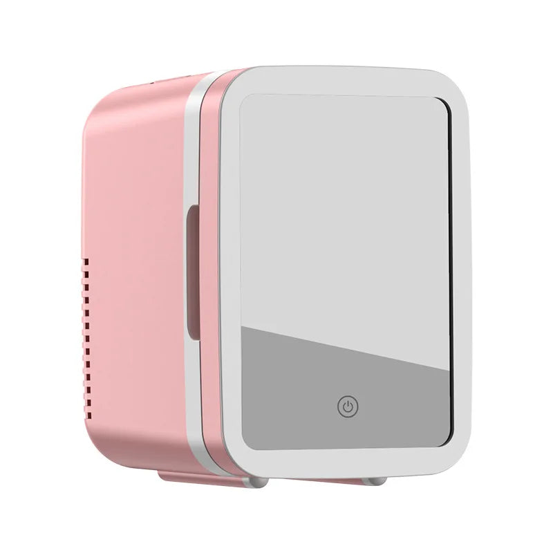 12V/110V-220V Mini Cosmetic Fridge Portable Refrigerator Beauty Face Cosmetics Refrigerators with LED Mirror for Car Home 4L